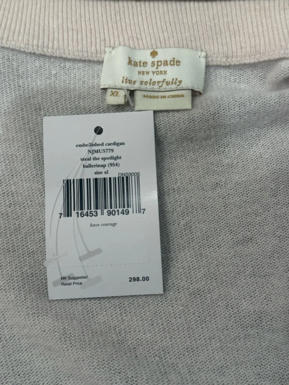 kate spade Pale Pink Jeweled-Trim Cardigan